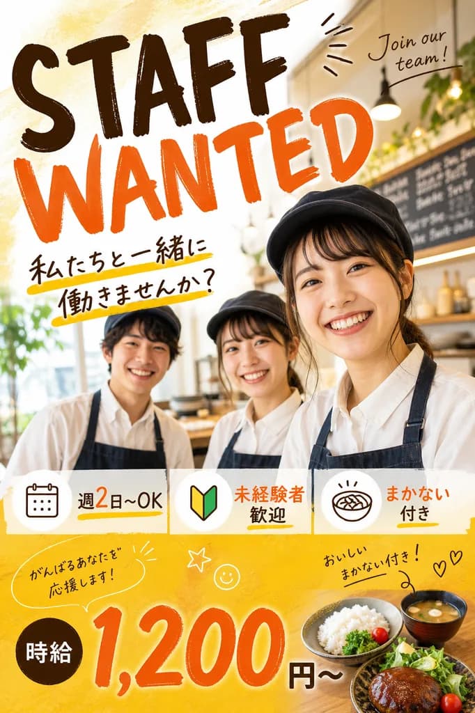 飲食店のスタッフ募集チラシ作成事例