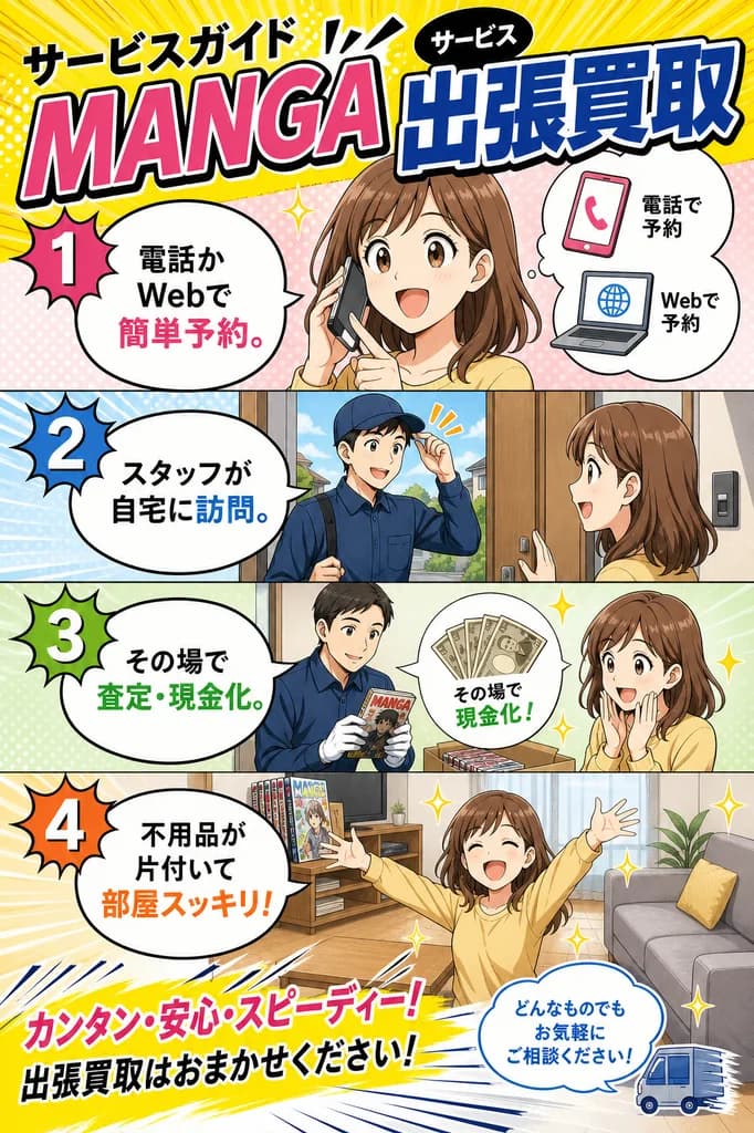 マンガ形式の出張買取チラシ作成事例