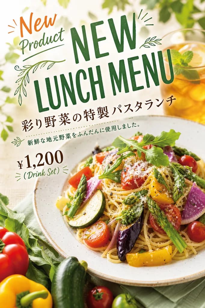 飲食店のランチメニューのチラシ作成事例