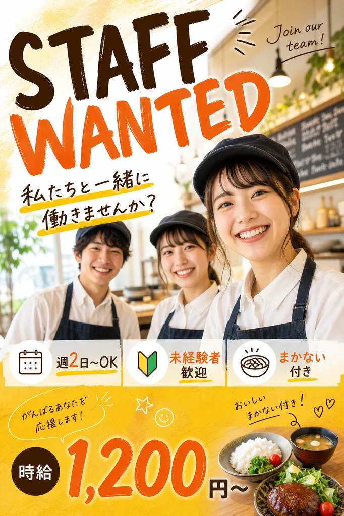 PLATONのIDEAモードで生成した求人・スタッフ募集チラシの例
